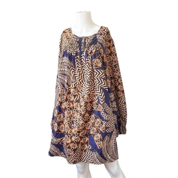 Farm Rio Yawanawa Vanahu Navy Organic Cotton Mini Dress Sz L - Picture 4 of 13